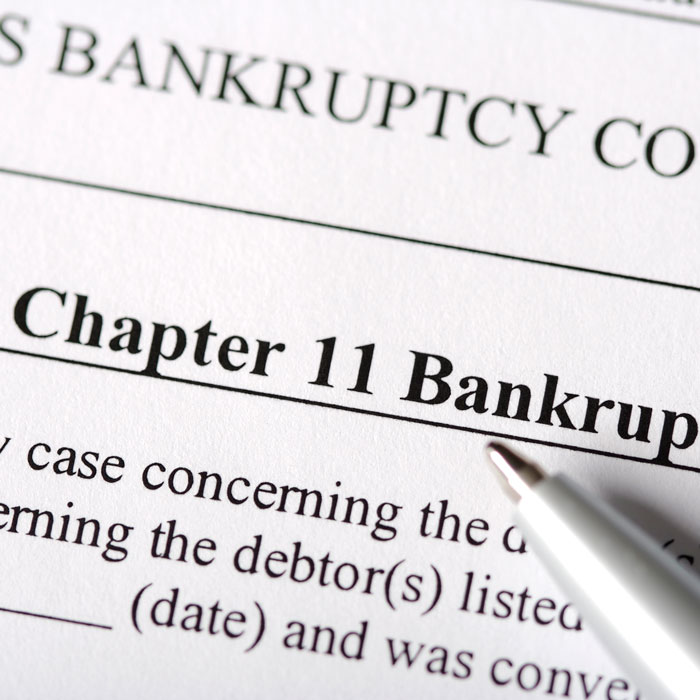 closeup of document for Chapter 11 Bankruptcy